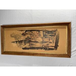 Vintage Framed Street Scene Artwork by R. Snapper 1960s